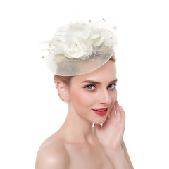 Women Flower Fascinator Hat Tea Party Wedding Feather Headband