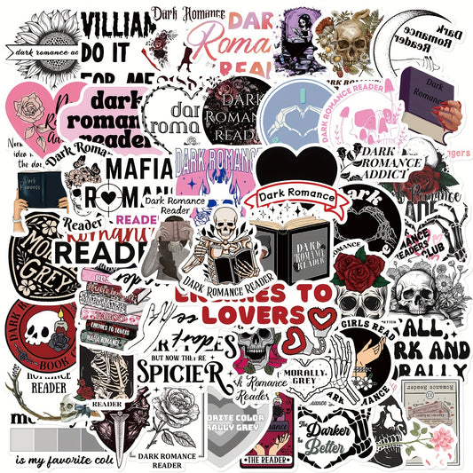 50pcs Dark Romance Readers Sticker Vinyl Waterproof Scrapbook Laptop