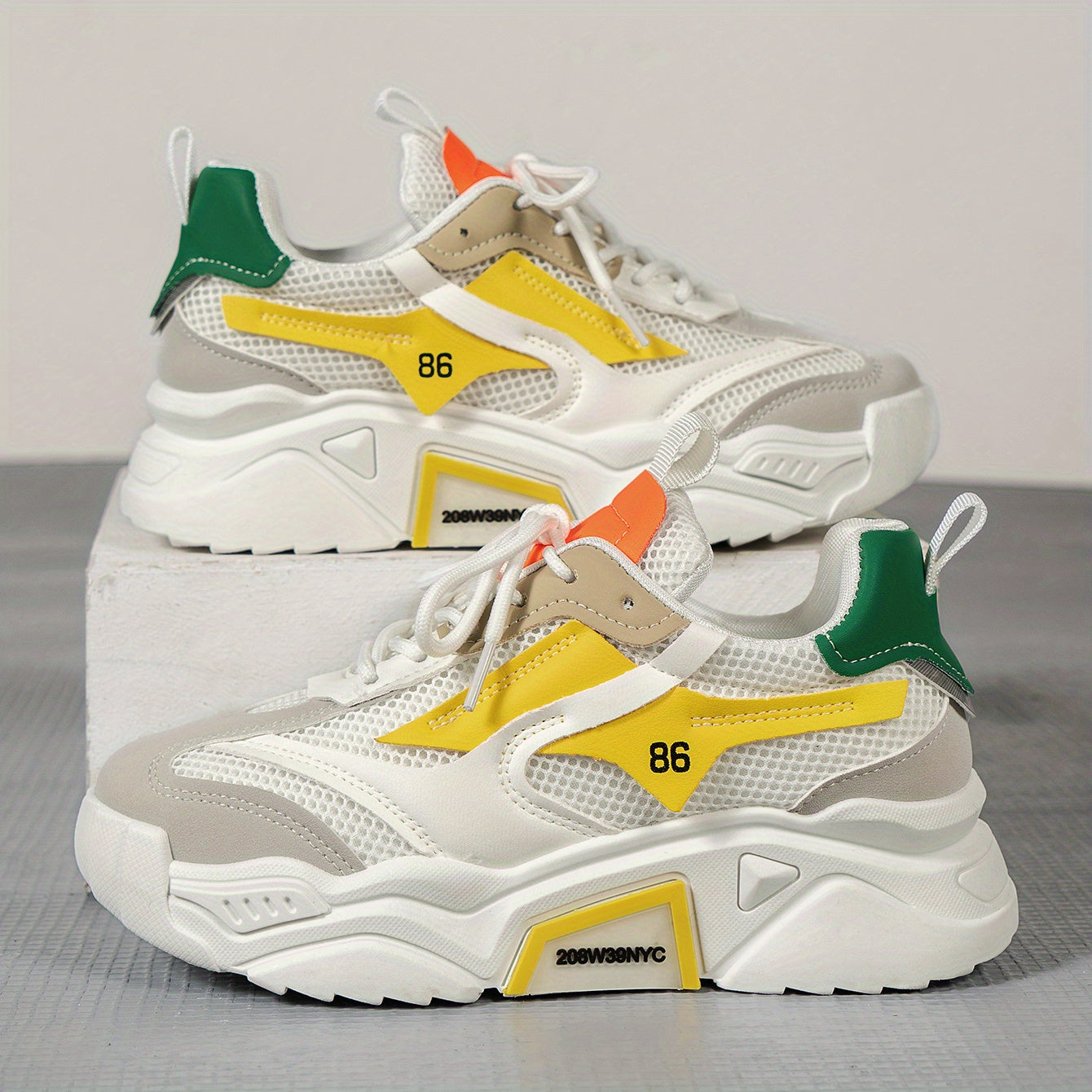 Women's Mesh Chunky Sneakers Lace Up Platform Shoes