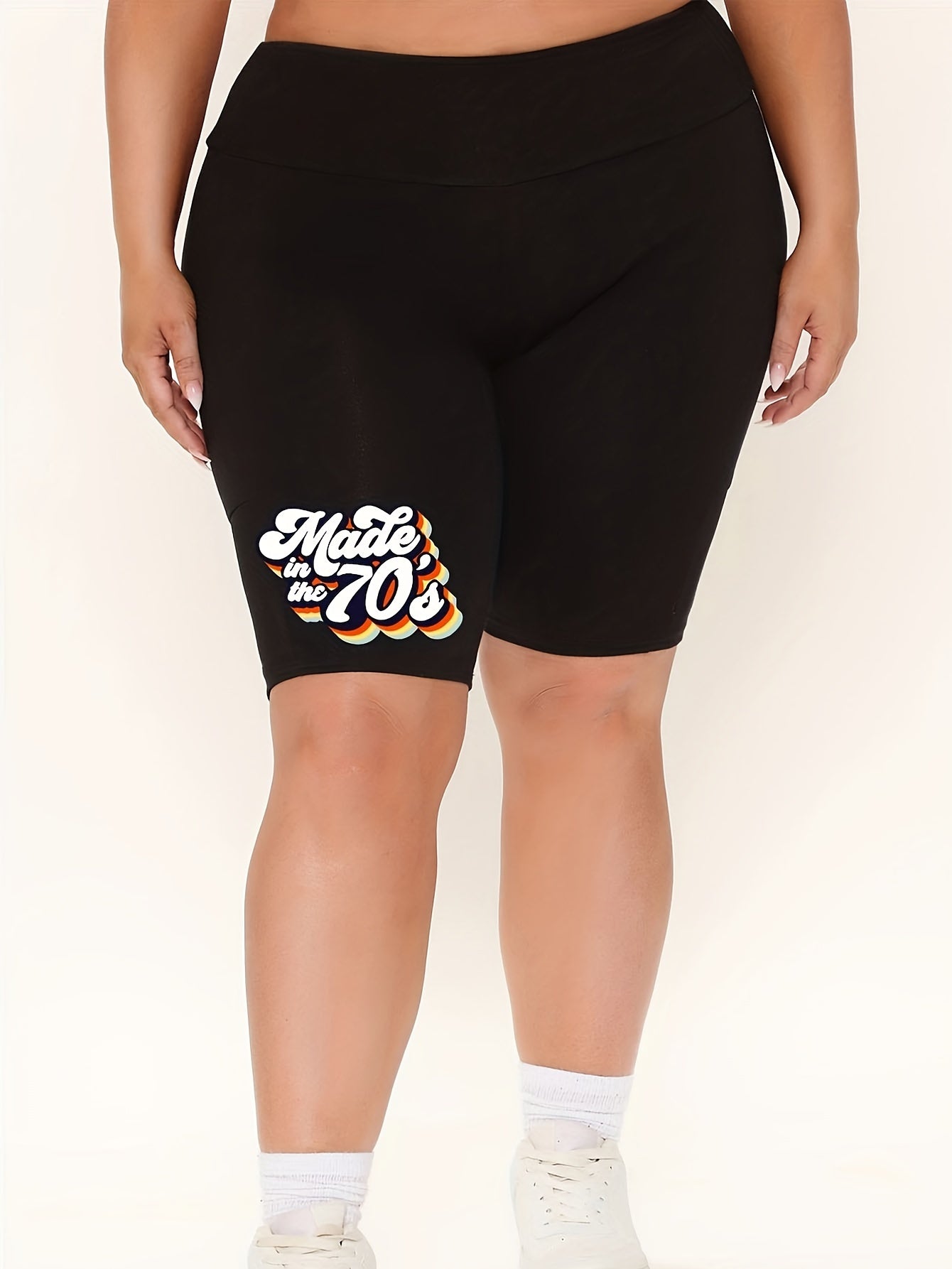 Women's Plus '70s' Print High Rise Bike Shorts