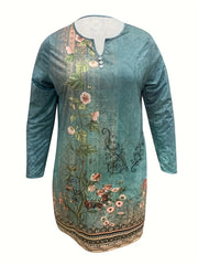 Ethnic Style Dress Women's Plus Floral & Geometric Print