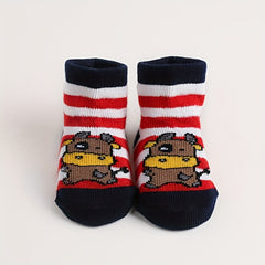 6pairs Baby Boys Socks Animal Pattern Striped Comfy Socks