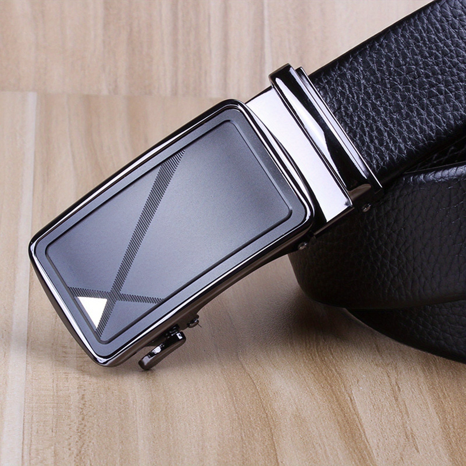 Men's Business Automatic Buckle Two layer Cowhide Belt