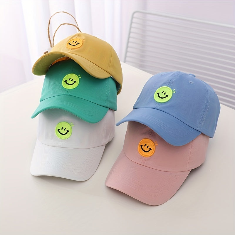 Kids Summer Peaked Cap Smiley Embroidery