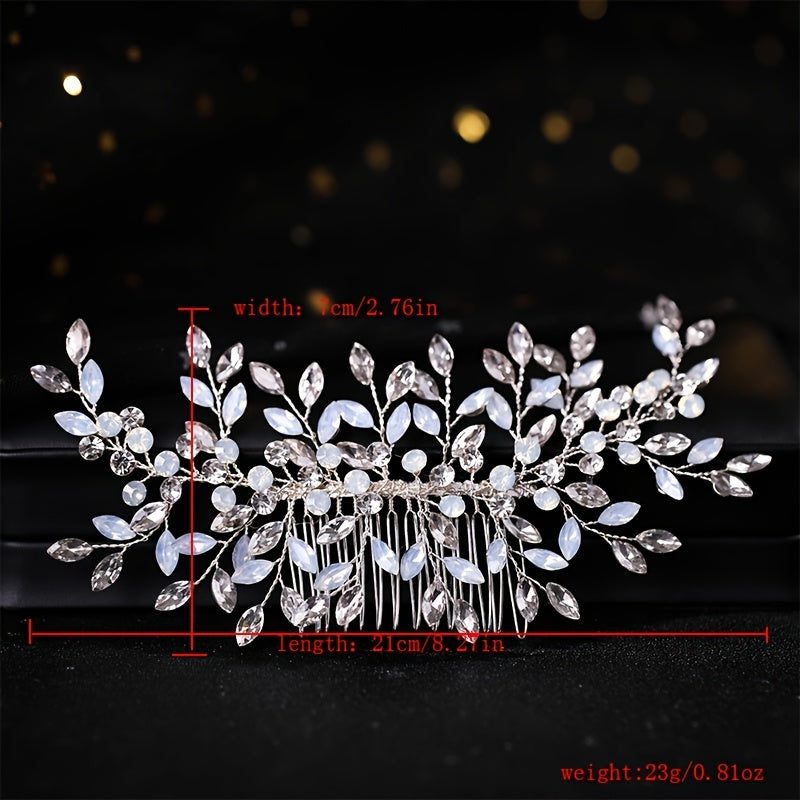 Silvery Faux Pearl Crystal Wedding Hair Comb Bridal Headpiece