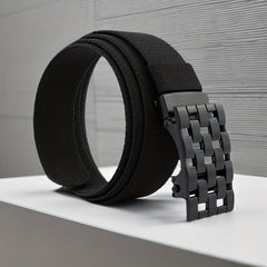 Men's Rectangular Hollow Canvas Belt Automatic Buckle