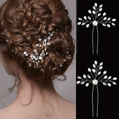 Crystal Faux Pearl Rhinestone U Hairpin Wedding Bridal Accessories