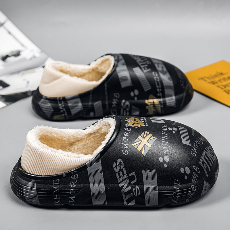 Men's Winter Letter Graphic Plush Slippers