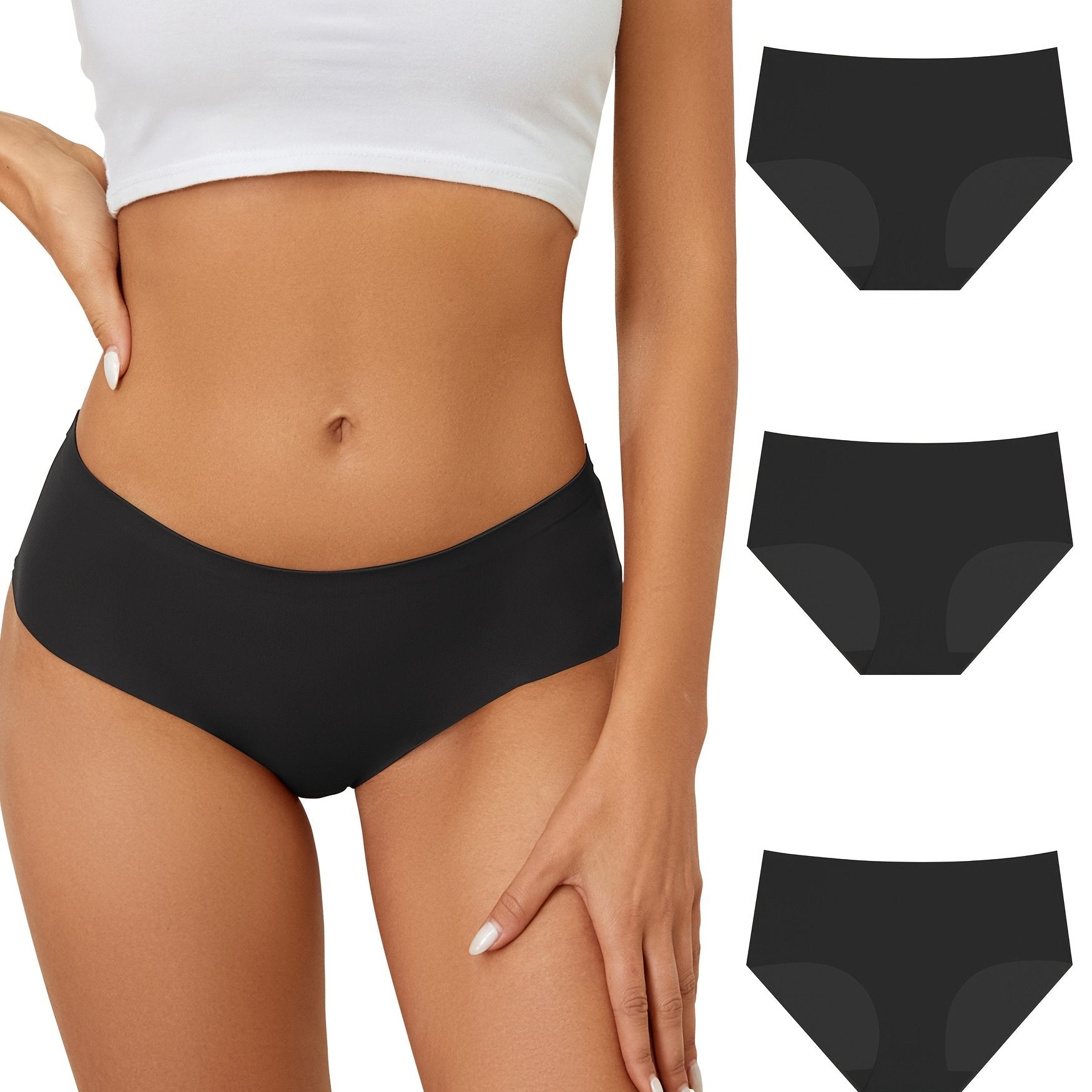 3pcs Seamless Briefs Mid Rise Skin friendly Panties