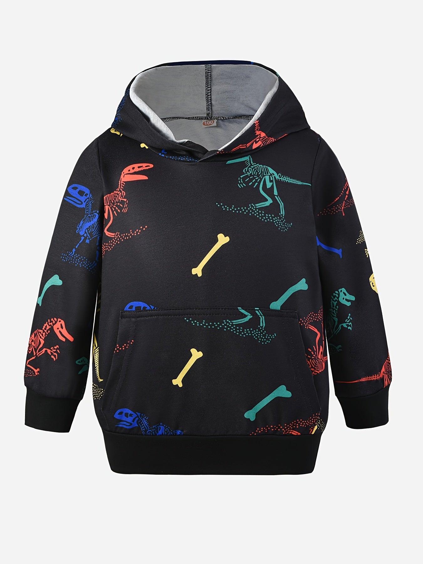 Boys Dinosaur Print Hooded Sweatshirt for Fall