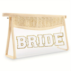 Boho Sun Bag with Clear Patch and Zipper for Makeup, Travel and Cosmetics