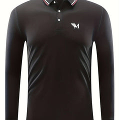 Men's Long Sleeve Lapel Golf Tennis Sports Shirt Top