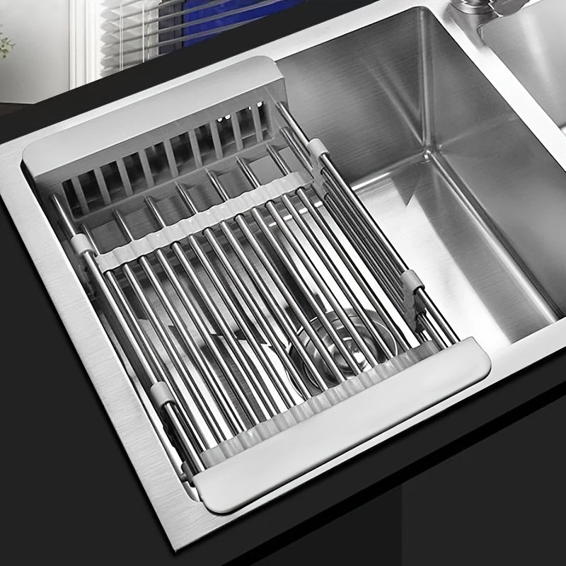 Retractable Sink Drain Rack Stainless Steel Over Sink Dish Drying Rack
