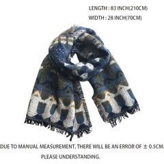 Vintage Geometric Print Thickened Scarf Bohemian Shawl Frayed Edge Cape