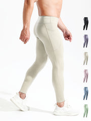 Men's High Waist Compression Legging Tights for Training Fitness