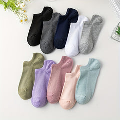 10 Pairs Solid Ankle Socks Casual & Comfy Low Cut Women's Stockings