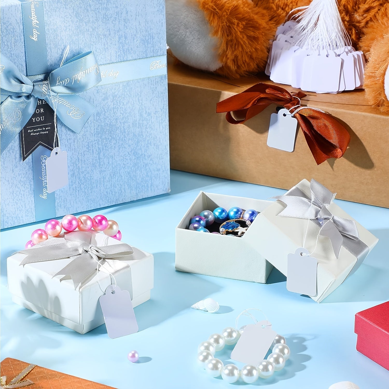 1000pcs Gift Tags with Rope Blank Paper Tag Label