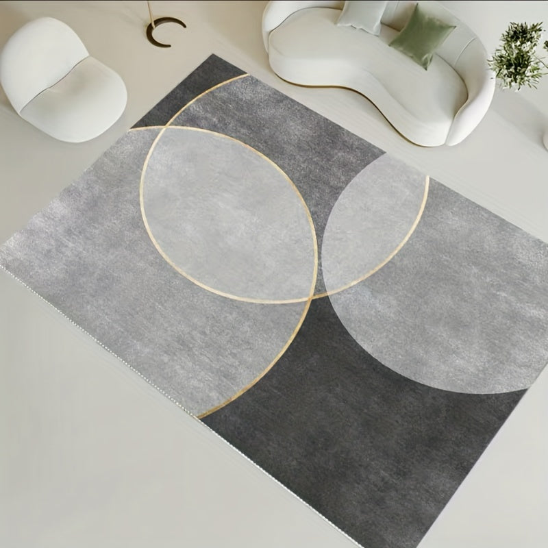 1pc Light Grey Semicircle Geometric Pattern Indoor Mat Room Decor Rug Home Decor