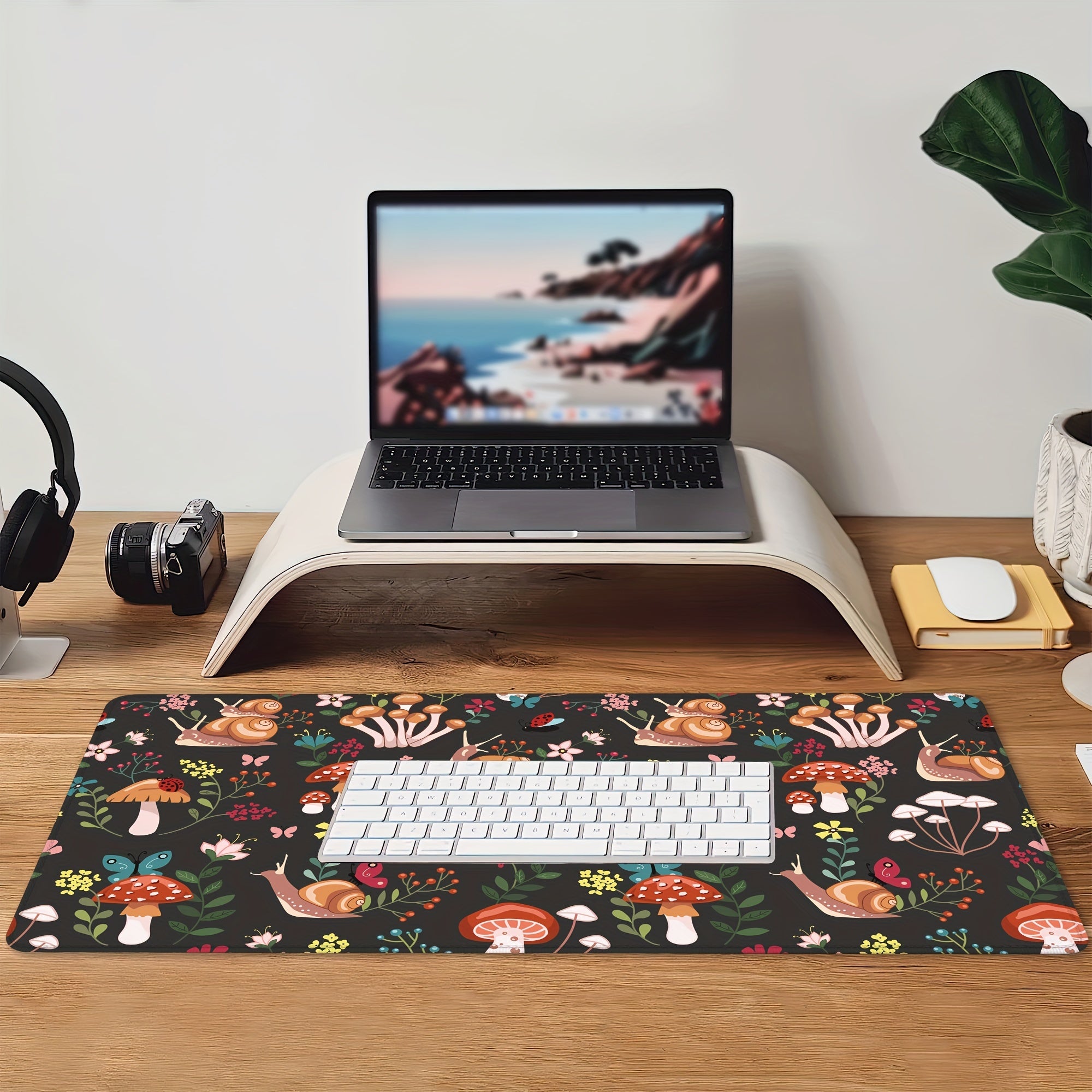 Mushrooms Snails Butterflies Large Desk Mat Gaming Mouse Pad