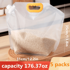 5pcs Kitchen Storage Bags 1.5L 2.5L 5L Fresh Keeping Moisture & Insect Proof