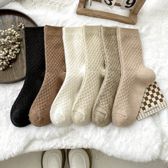 6 Pairs Argyle Pattern Socks Women's Mid Tube Stockings