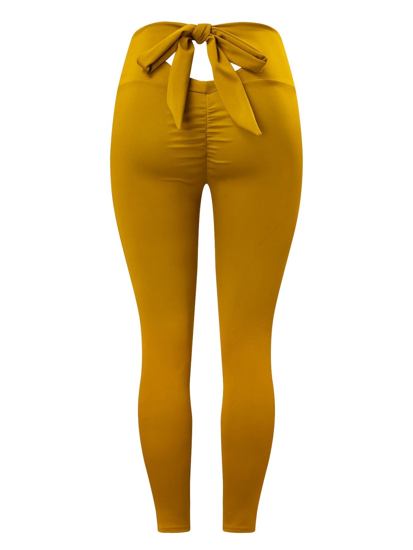 High Waist Ruched Knotted Yoga Sports Leggings Solid Butt Lifting