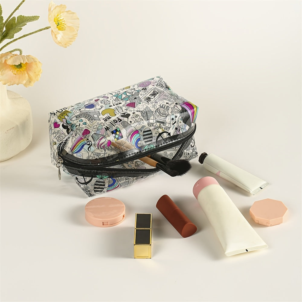 Cartoon Pattern PVC Makeup Bag Toiletry Bag Adorable Roomy Cosmetic Purse