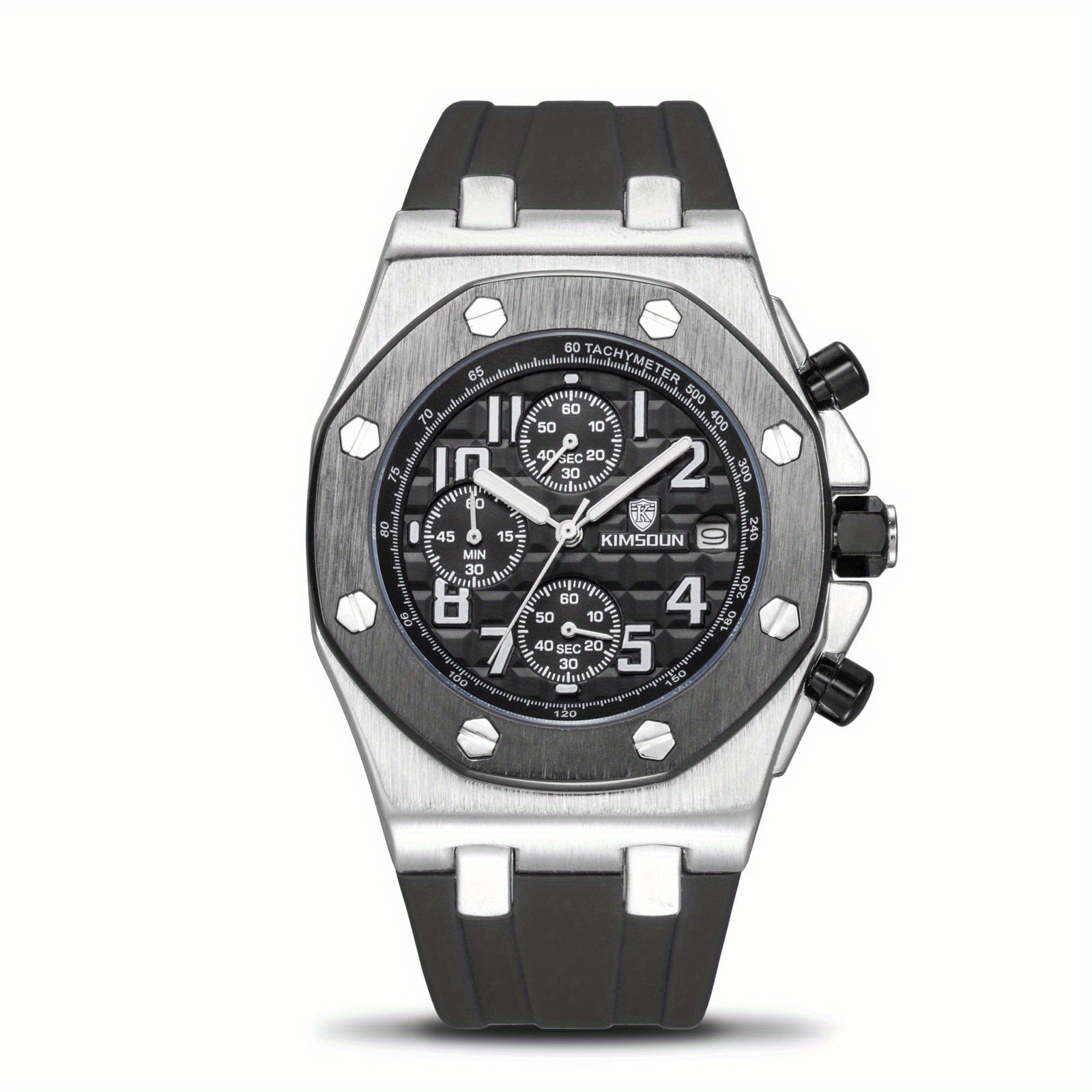 Men's 3-Eye Multifunction Silicone Strap Watch