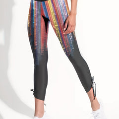 Yoga Drawstring Cropped Leggings High Waist Seamless Gym Pants