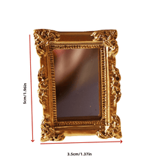 Golden and Silvery Dollhouse Mirror Set with Floral Carvings