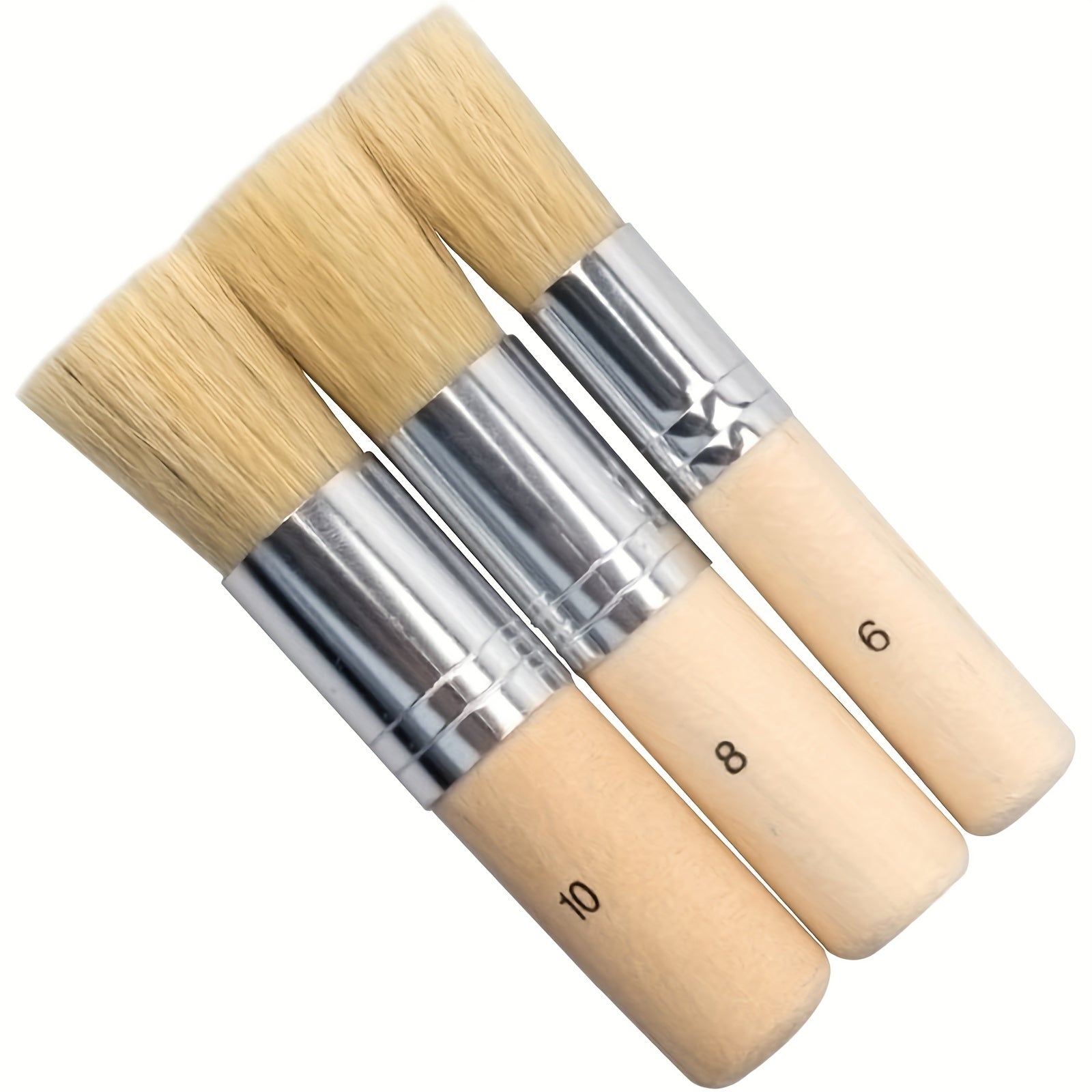3pcs DIY Wooden Stencil Brush Natural Bristle Paint Acrylic Wood Watercolo