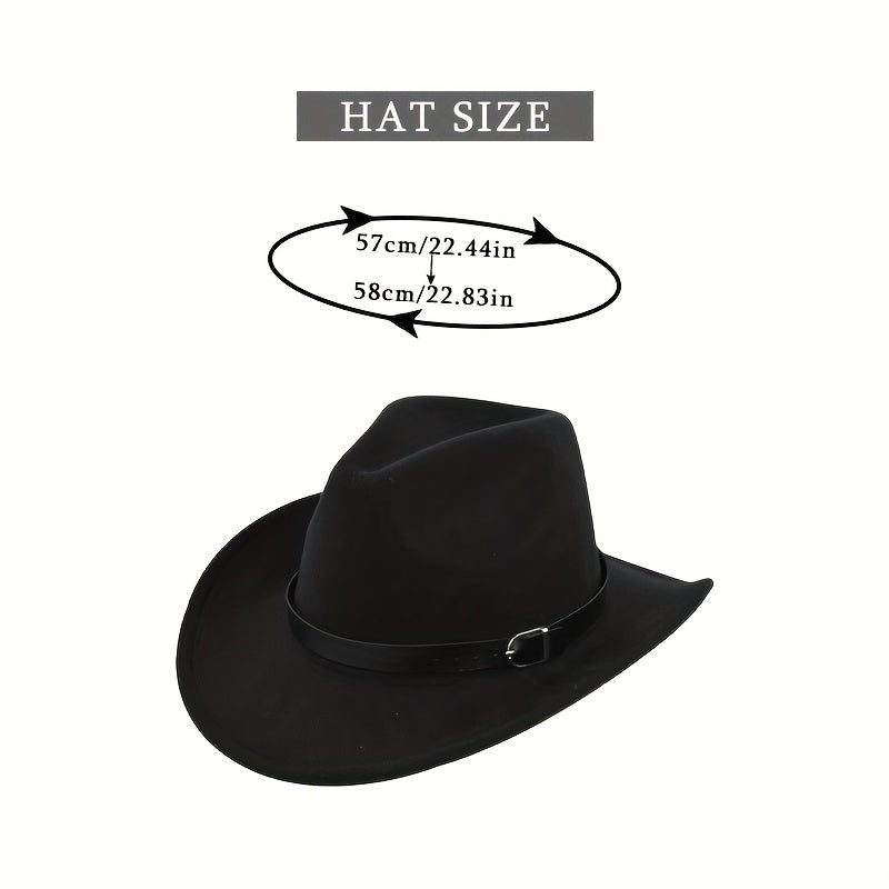 Vintage Cowboy Hat Classic Rolled Brim Fedora Cap Solid Felt Hat