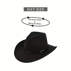 Vintage Cowboy Hat Classic Rolled Brim Fedora Cap Solid Felt Hat