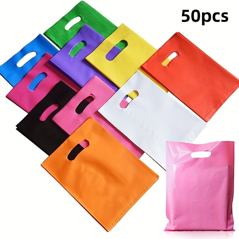 50pcs Plastic Party Gift Bags Colorful Party Favor Bags Bulk with Handles