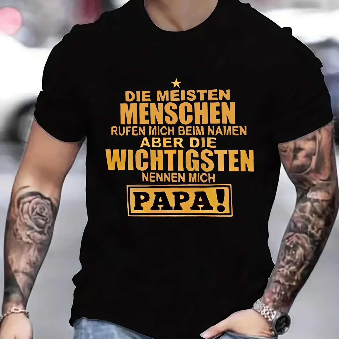 Men's Papa Print T shirt Casual Breathable Tee Men's Clothing