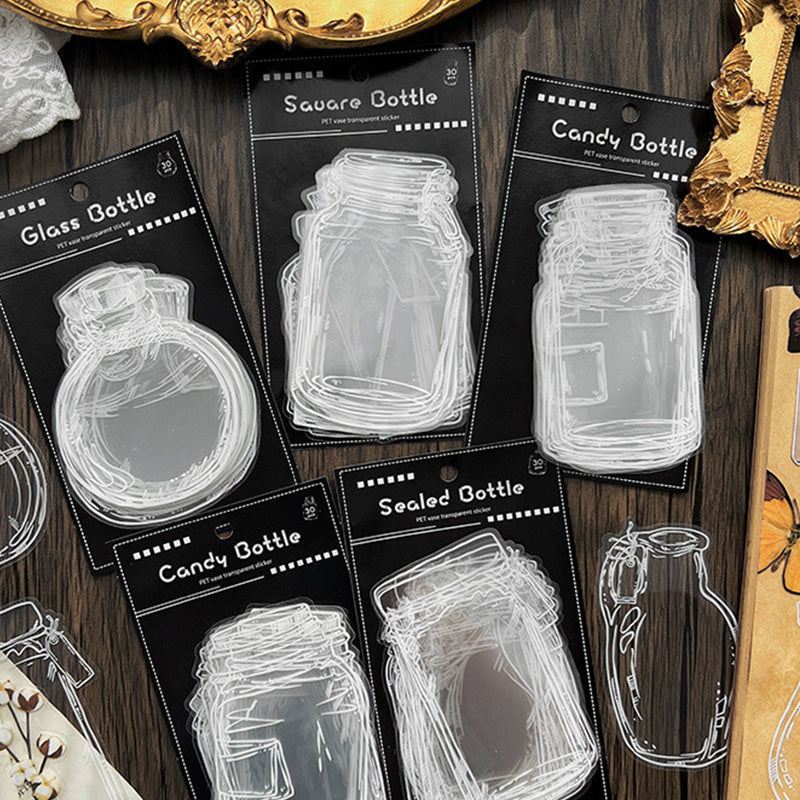 30 Random Transparent Waterproof Stickers for DIY Arts & Crafts Scrapbooking
