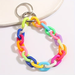 Y2K Block Bracelet Keychain Acrylic Key Ring Purse Bag Backpack Charm