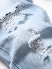 Boys Distressed Skinny Jeans Slim Fit Washed Denim