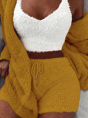 Cozy Pajama Set with Robe, Tank Top, and Shorts
