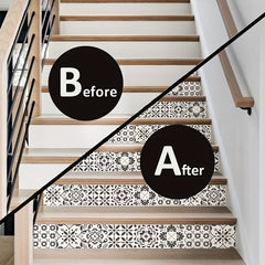 Mediterranean Ethnic Flower Brick Pattern Self-adhesive Stair Sticker