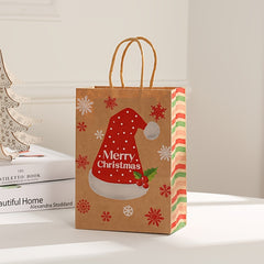 12pcs Christmas Gift Bags Brown Paper Bags With Handles