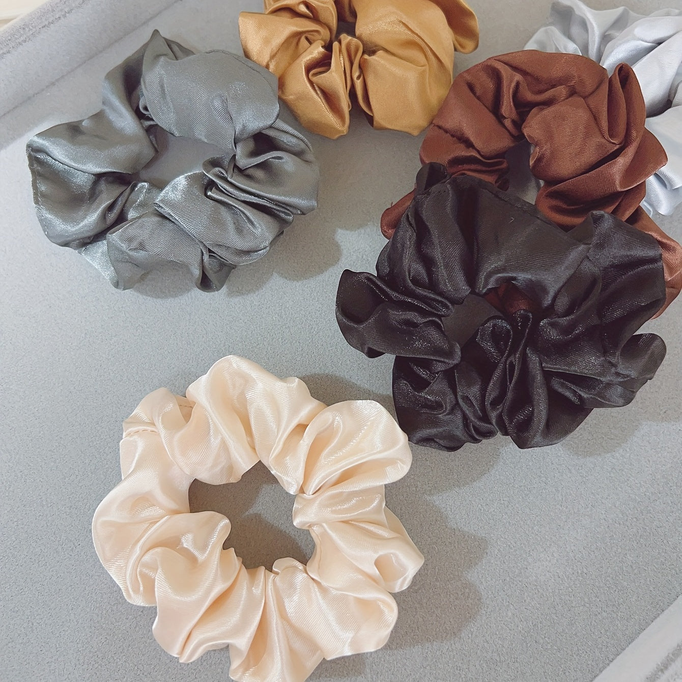 12pcs Seamless Satin Scrunchie Hair Tie Elastic Ponytail Women Hair Rope