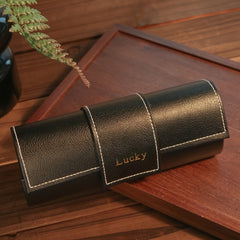 Engraved Vintage Faux Leather Glasses Case