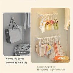 Kids Wardrobe Hanging Rod Stick Wall Storage Hanging Rack With Clip