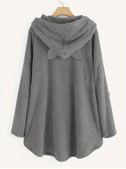 Cat Pattern Print Asymmetrical Loose Hoodies Casual Printed Long Sleeve Hoodies