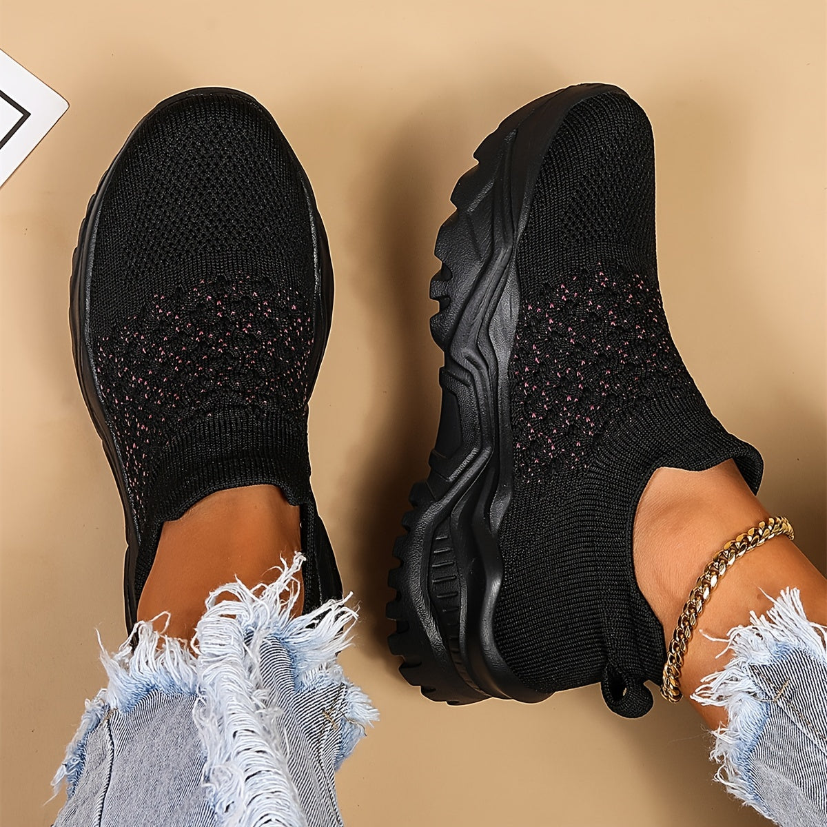 Women's Breathable Knit Sneakers Lightweight Comfy Casual Shoes