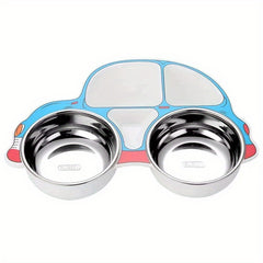 Kids Car Plate 304 Stainless Steel Spoon Fork Baby Divided Food Plate