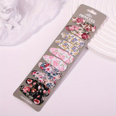 10pcs Baby Girls Embroidered Striped Plaid Floral Hair Clip Headwear