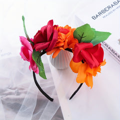 Girl s Rose Flower Wreath Hair Hoop Fairy Birthday Christmas Party Accessory