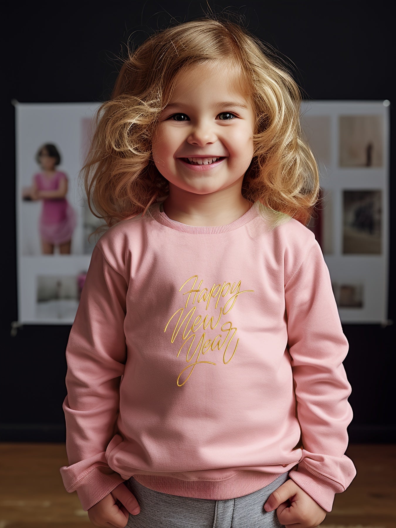 Girls Happy Year Pattern Crew Neck Sweatshirt Spring Fall Gift